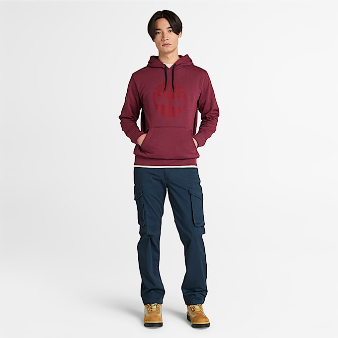 Mens Northwood Tree Logo Brushed Back Hoodie TBL Burgundy ALT1