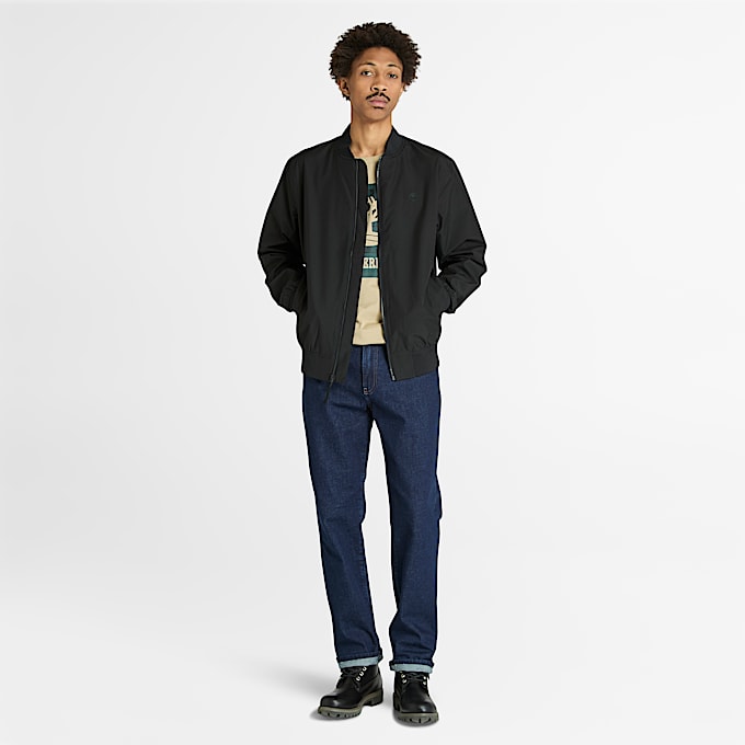 Mens WaterResistant MidSeason Bomber Jacket TBL Black ALT1