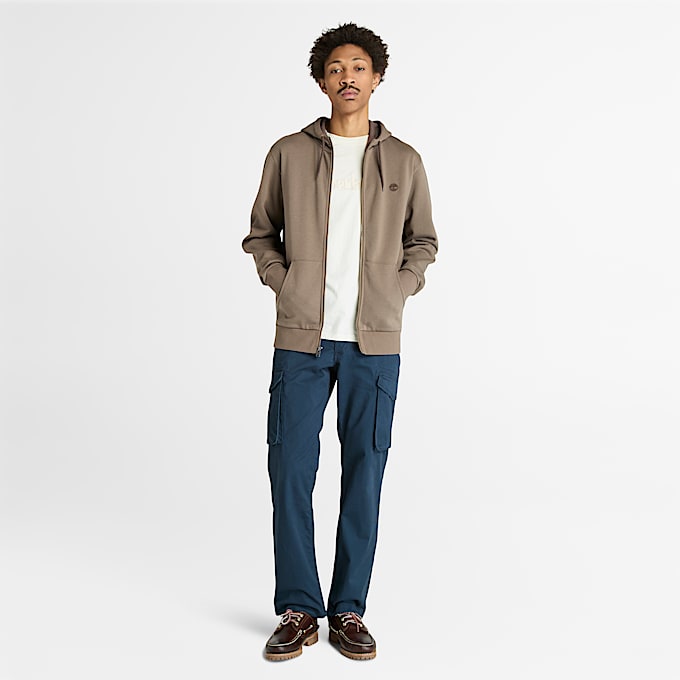 Mens Oyster River Brushed Back Zip Hoodie TBL Medium Brown ALT1