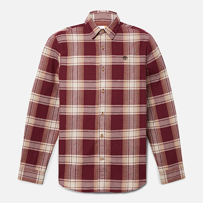 Mens Herringbone Flannel Check Shirt TBL Burgundy ALT10