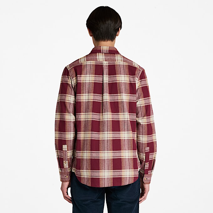 Mens Herringbone Flannel Check Shirt TBL Burgundy ALT9
