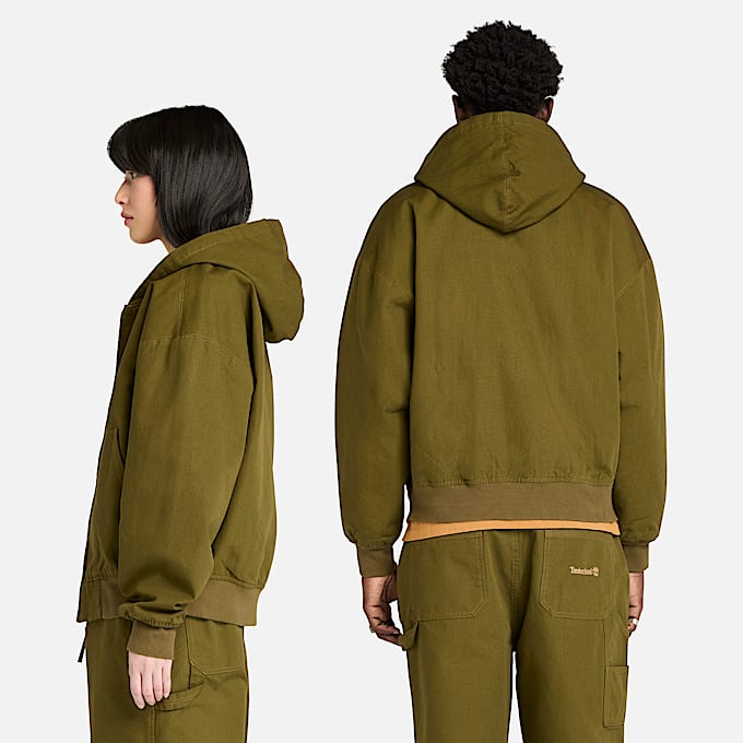 Washed Duck Canvas Hooded Bomber TBL Dark Olive ALT1