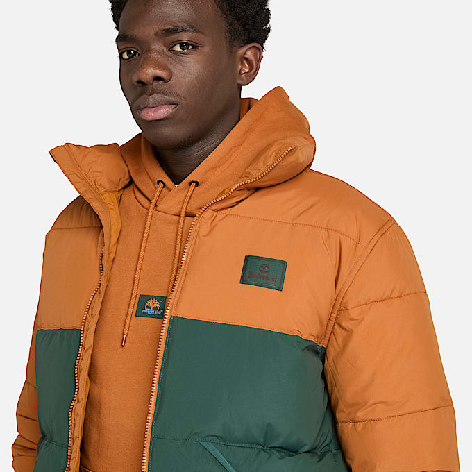 Insulated Puffer Jacket TBL Leather BrownDark Forest Green ALT3