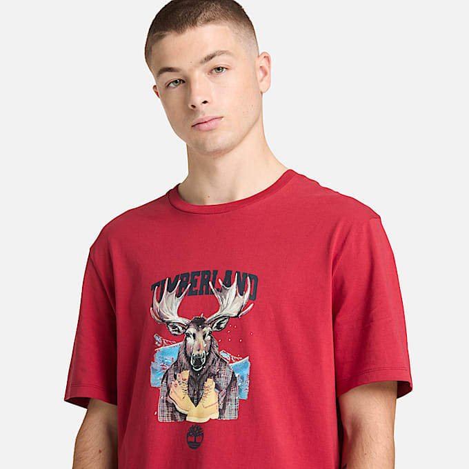 Holiday Graphic Moose TShirt TBL Brick Red ALT2
