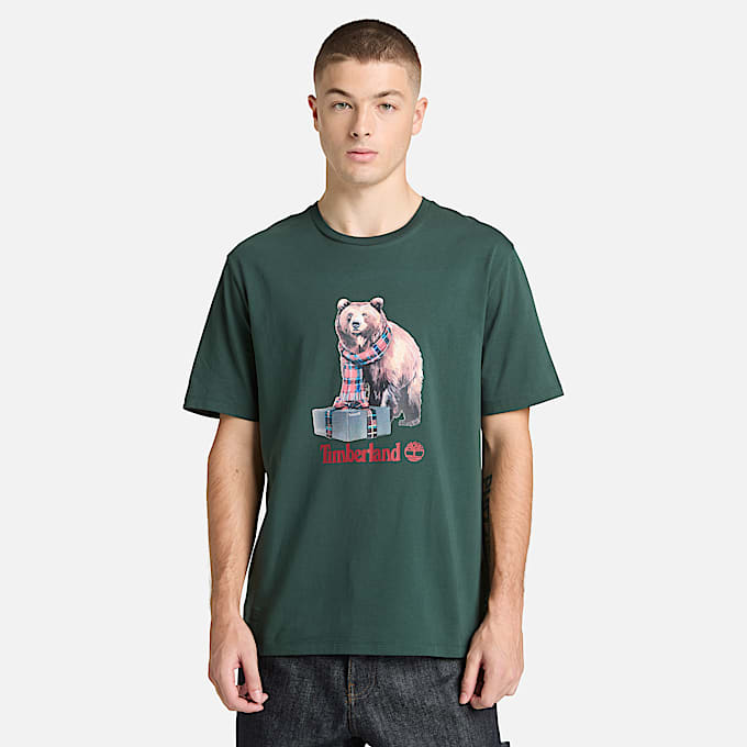 Holiday Graphic Bear TShirt TBL Dark Forest Green ALT10
