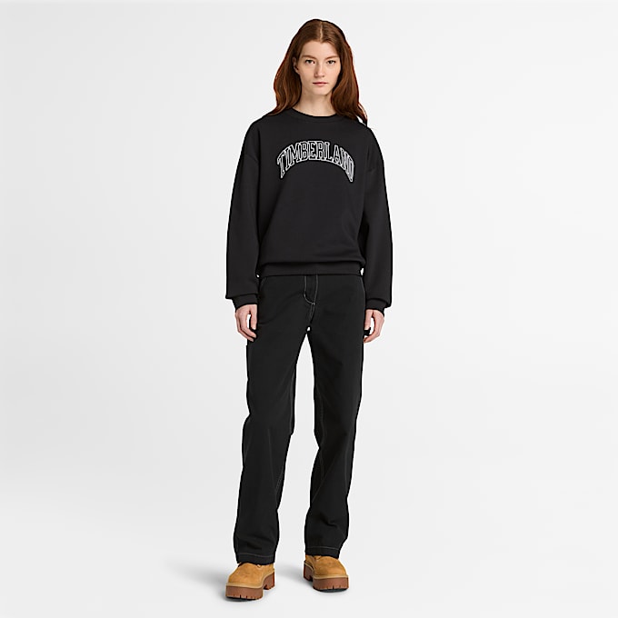 Womens Timberland Seasonal Logo Crewneck Sweatshirt TBL Black ALT2