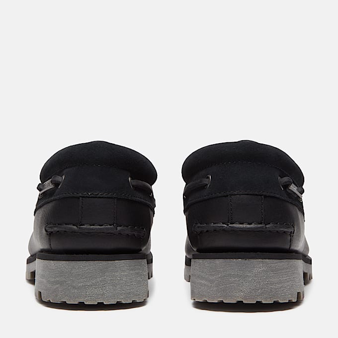 Mens Timberland Emerald Woods 3Eye Lug Handsewn Boat Shoe TBL Black FullGrain ALT5