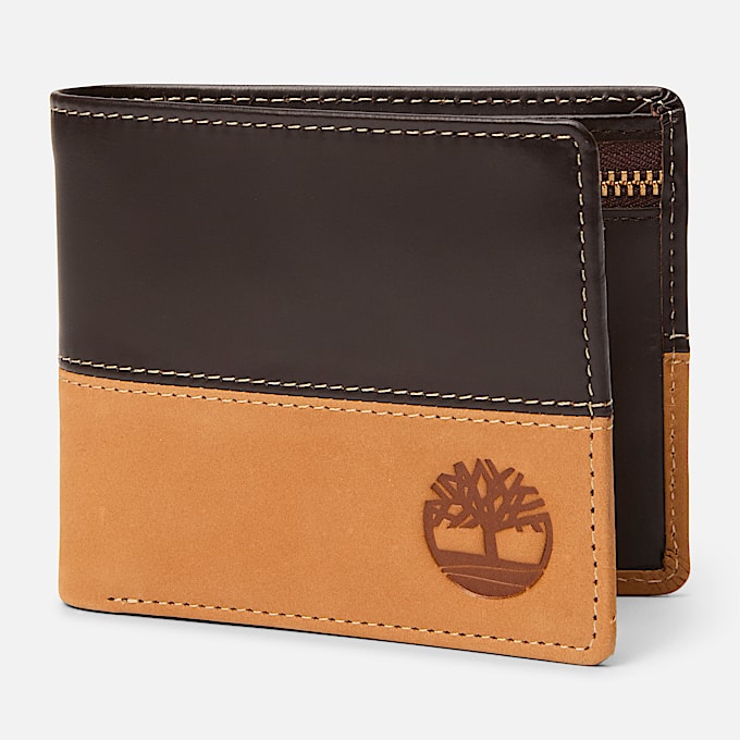 Mens Wheatlock Mixed Leather Passcase with Coin Pocket TBL Wheat HERO