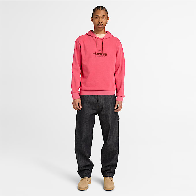 Mens GarmentDyed Hoodie TBL Berry Red ALT2