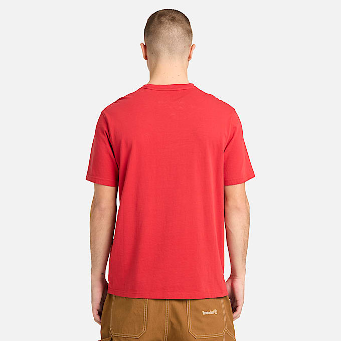 Mens Washed Embroidered Logo TShirt TBL Berry Red ALT8