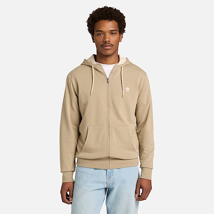 Haut à capuchon Oyster River avec logo sur la poitrine et glissière pour hommes