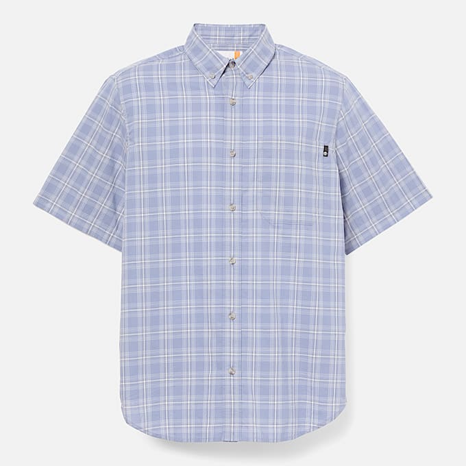 Mens Checkered Poplin ShortSleeve Shirt TBL Stone Wash HERO
