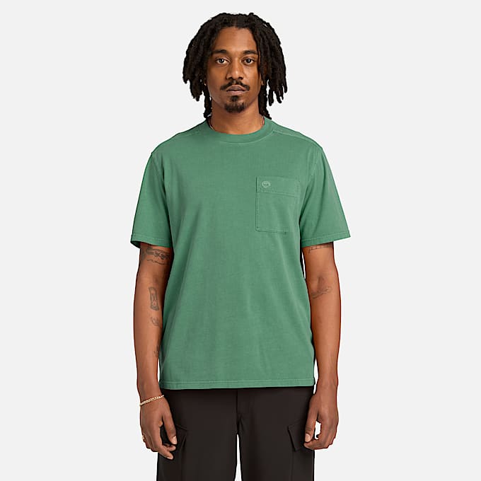 Mens Merrymack River Garment Dyed Chest Pocket TShirt TBL Forest Green ALT1