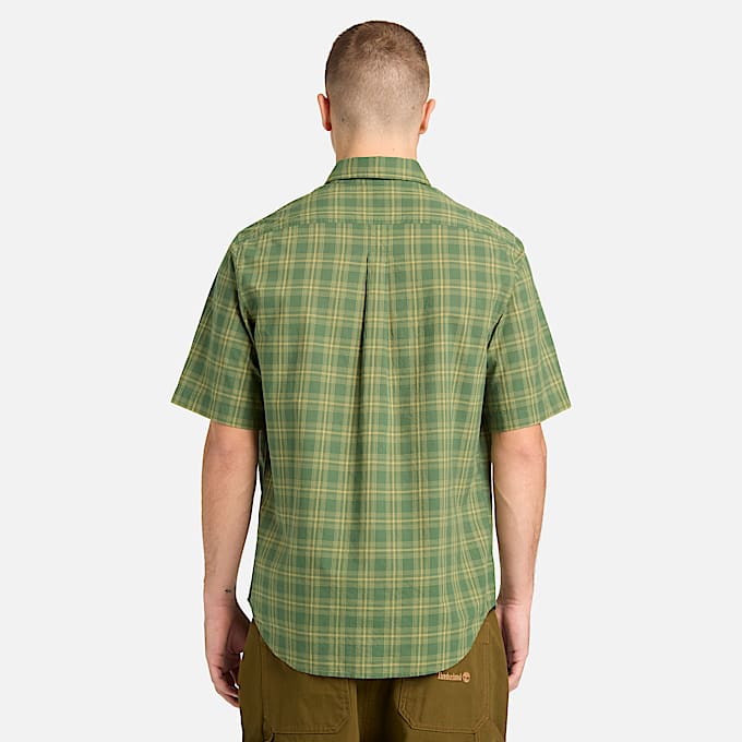 Chemise  carreaux  manches courtes en popeline pour hommes TBL Vert fort ALT8