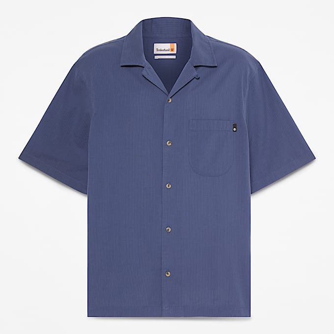 Mens ShortSleeve Seersucker Resort Shirt TBL Dark Blue HERO