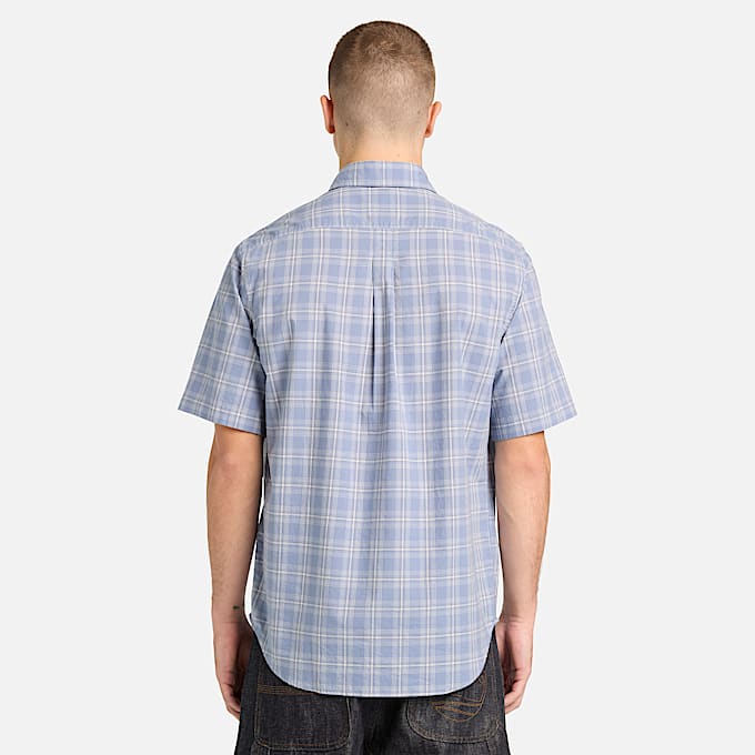 Mens Checkered Poplin ShortSleeve Shirt TBL Stone Wash ALT8