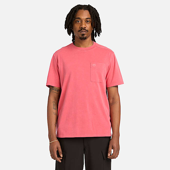 Mens Merrymack River Garment Dyed Chest Pocket TShirt TBL Berry Red ALT1