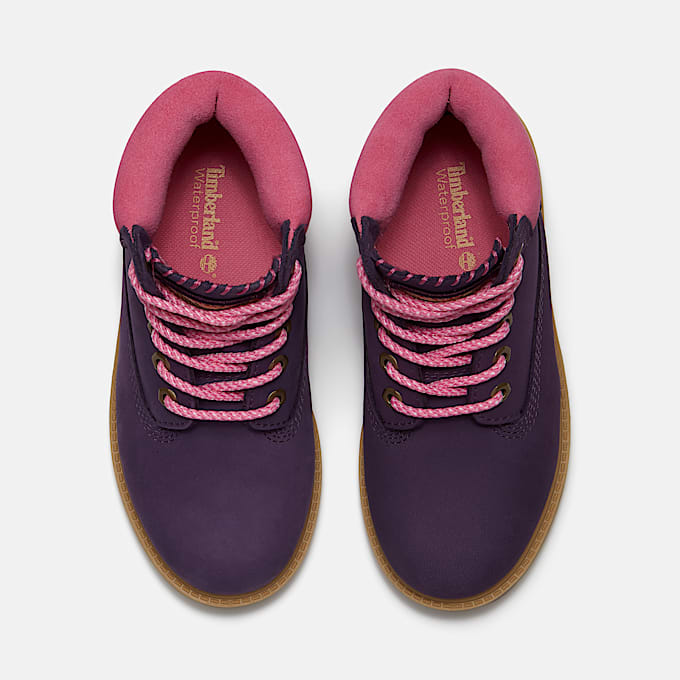 Youth Timberland Premium 6Inch Waterproof Boot TBL Dark Purple NubuckPink ALT2