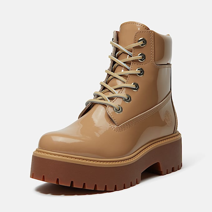 Womens Stone Street 6Inch Waterproof Platform Boot TBL Beige Patent Leather ALT10