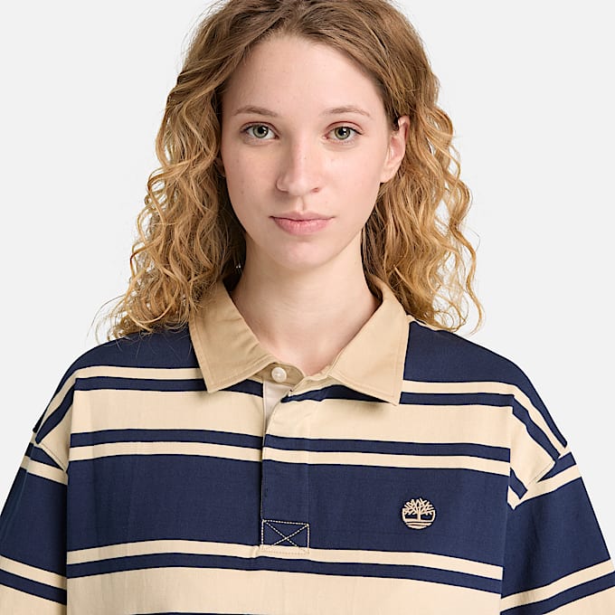 Striped ShortSleeve Rugby Polo TBL Dark Navy ALT3