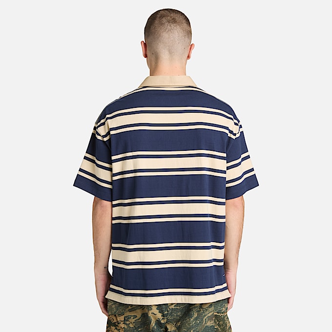 Striped ShortSleeve Rugby Polo TBL Dark Navy ALT8