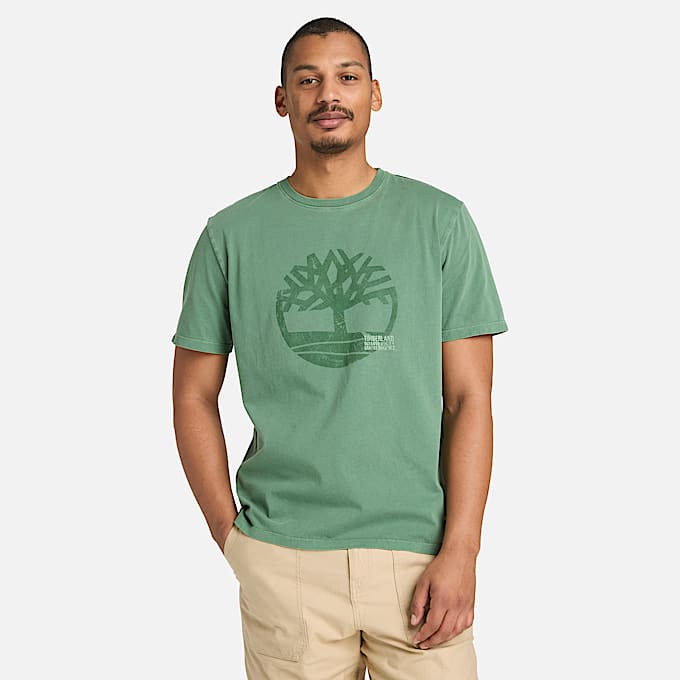 Mens Garment Dyed Logo Graphic TShirt TBL Forest Green ALT1