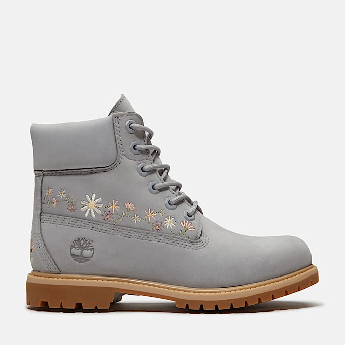 Womens Timberland Premium 6Inch Waterproof Boot TBL Light Grey Nubuck HERO