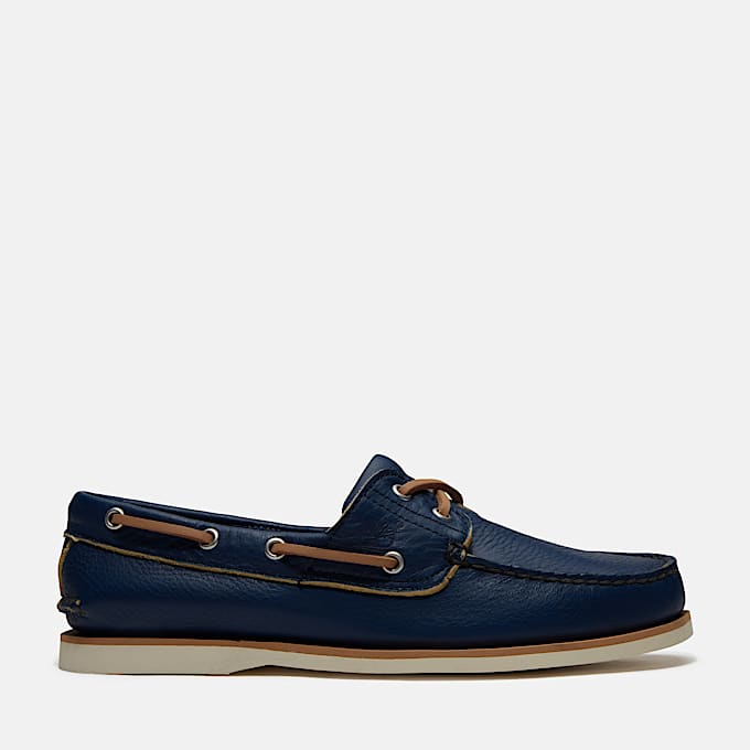 Mens Lake House Classic 2Eye Boat Shoe TBL Dark Blue FullGrain HERO