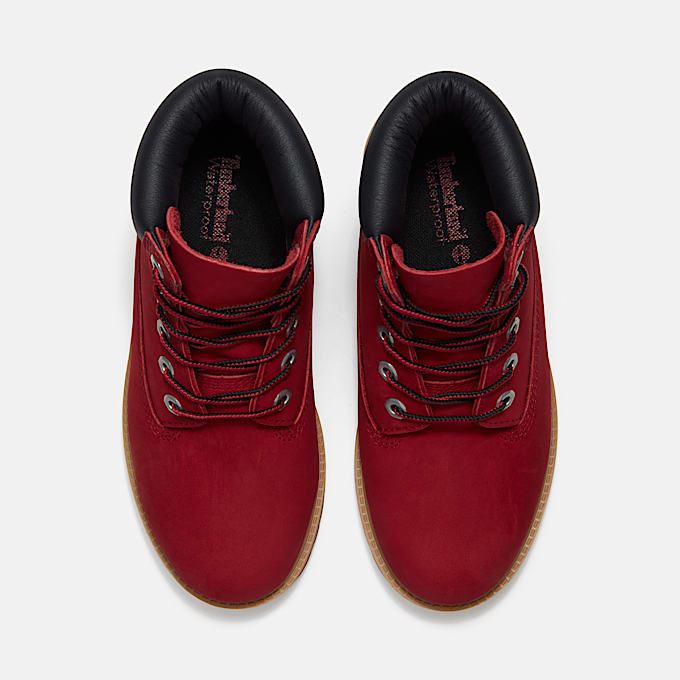 Youth Timberland Premium 6Inch Waterproof Boot TBL Red NubuckBlack ALT2