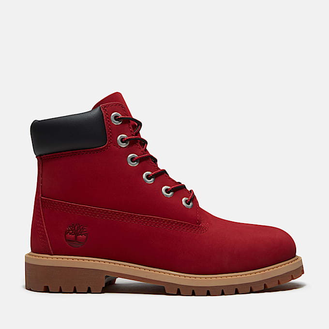 Youth Timberland Premium 6Inch Waterproof Boot TBL Red NubuckBlack HERO