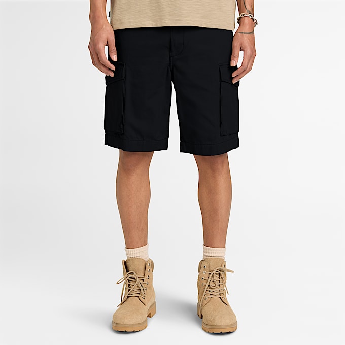 Short cargo en toile pour hommes TBL Noir ALT1