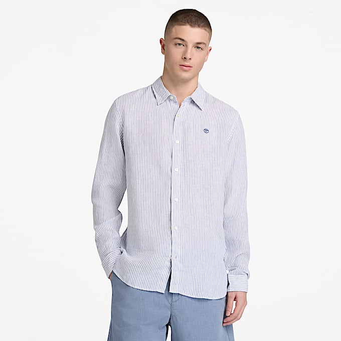 Mens Mill Brook Regular Fit Linen Shirt TBL Stone Wash ALT1