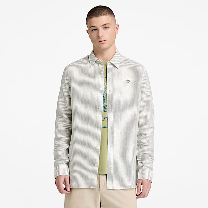 Mens Mill Brook Regular Fit Linen Shirt TBL Sage Green ALT1