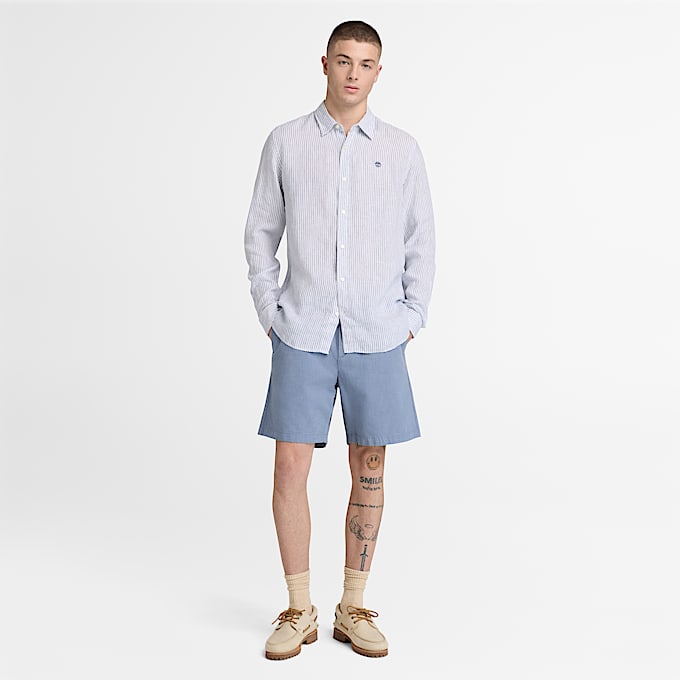 Mens Mill Brook Regular Fit Linen Shirt TBL Stone Wash ALT2