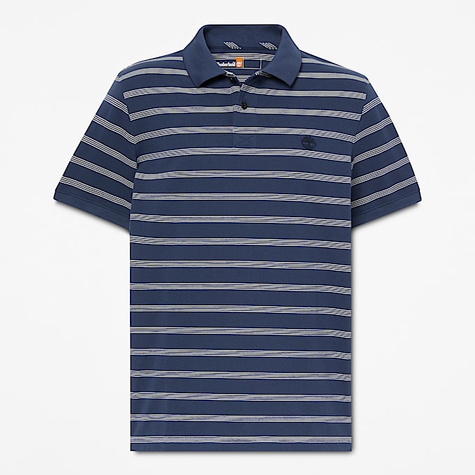 Mens Millers River Striped ShortSleeve Polo TBL Dark Blue HERO