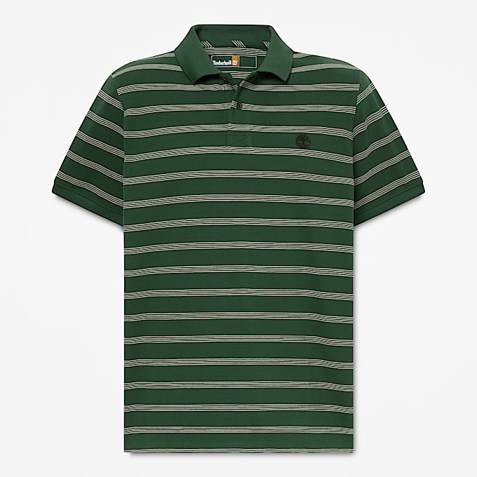 Mens Millers River Striped ShortSleeve Polo TBL Pine Needle HERO