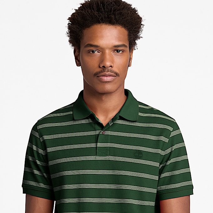 Mens Millers River Striped ShortSleeve Polo TBL Pine Needle ALT3