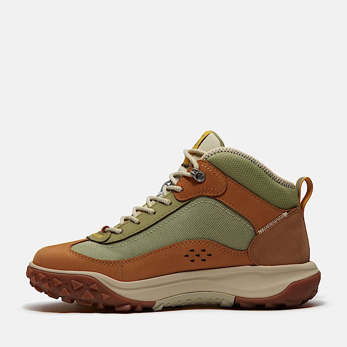 Tenis sneakers TimberCush Motion 7 Mid impermeables para mujer TBL Nobuck trigo ALT6