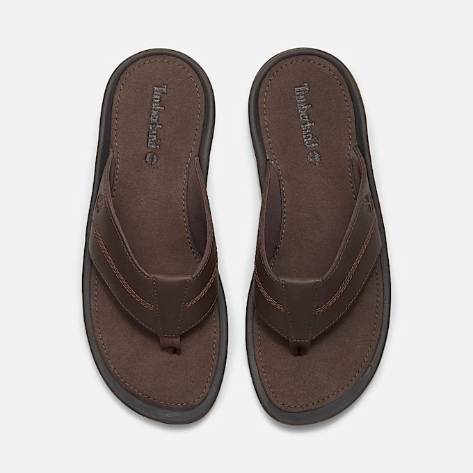 Mens Timberland Originals Slide Sandal TBL Dark Brown Leather ALT2