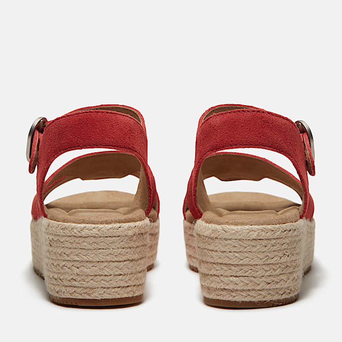 Womens Santorini Sun Backstrap Sandal TBL Red Suede ALT5
