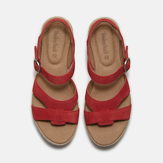 Womens Santorini Sun Backstrap Sandal TBL Red Suede ALT2
