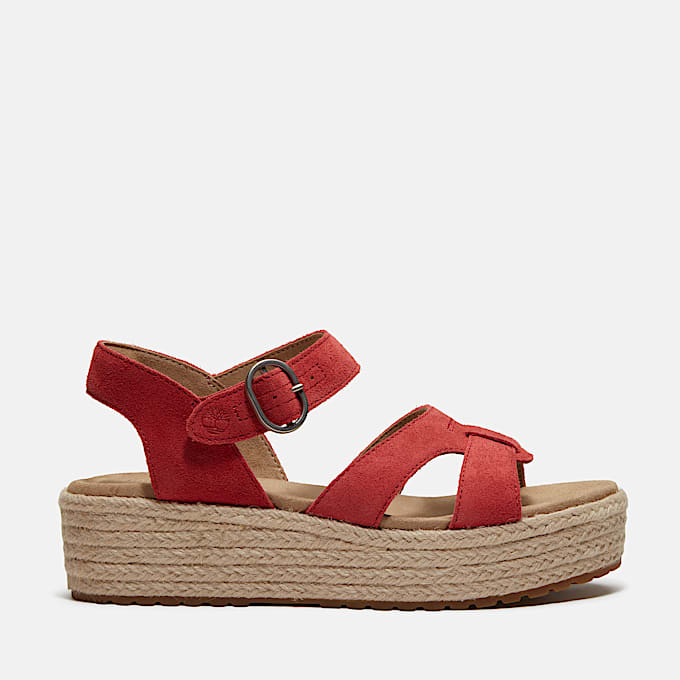 Womens Santorini Sun Backstrap Sandal TBL Red Suede HERO