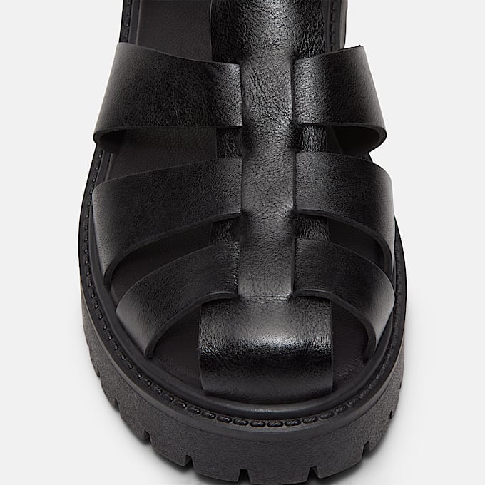 Womens Stone Street Fisherman Platform Sandal TBL Black FullGrain ALT8