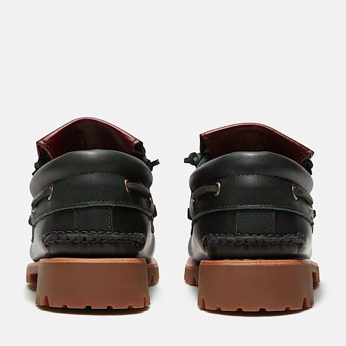 Zapatos nuticos Timberland Authentic 3Eye Lug para Hombre TBL Verde oscuro Grano completoMarrn oscuro ALT5