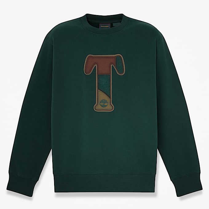 Mens Patchwork Crew Sweatshirt TBL Dark Teal HERO