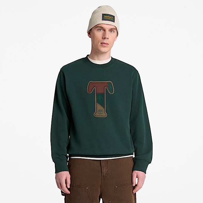 Mens Patchwork Crew Sweatshirt TBL Dark Teal ALT1