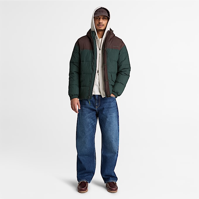 Mens Water Repellent Puffer Jacket TBL Dark GreenBrown ALT2