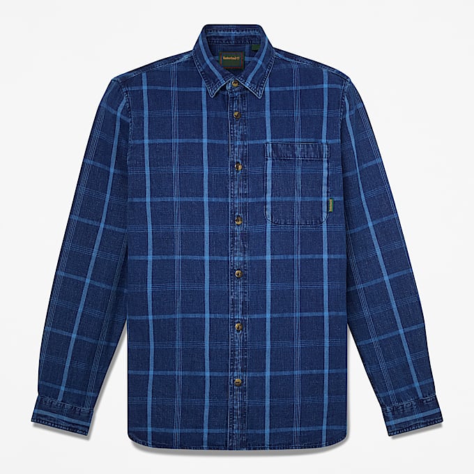 Mens Indigo Check Regular Shirt TBL Mood Indigo HERO