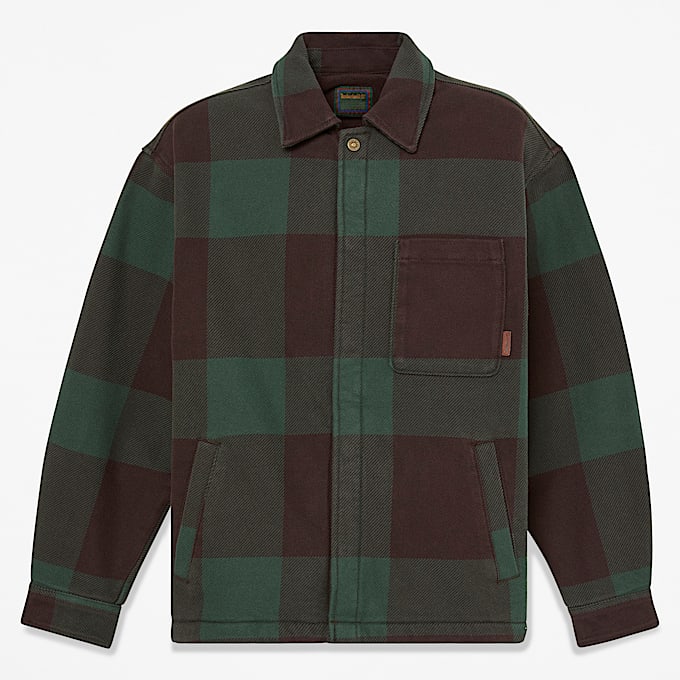 Mens FleeceLined Checkered Overshirt TBL Dark Brown HERO