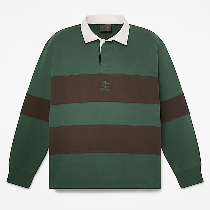 Mens Rugby Polo Sweatshirt TBL GreenBrown Stripe HERO
